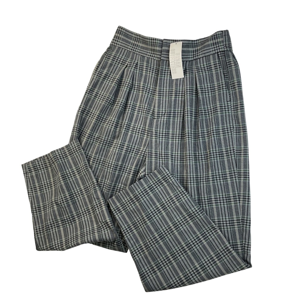 Urban Outfitters Arlo Plaid Pants Trousers Pleated High Rise Relaxed Women Sz M